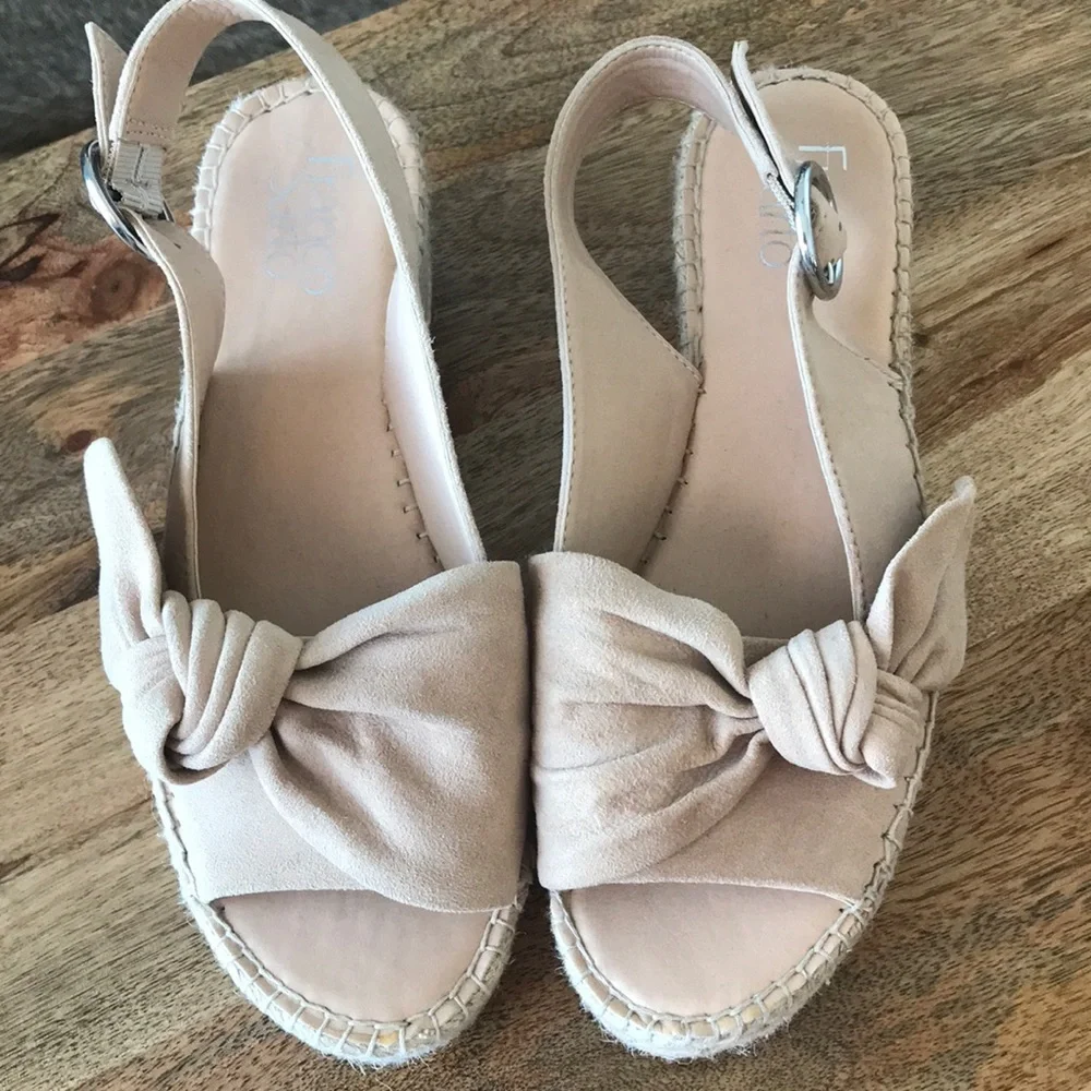 Franco Sarto Beige Knot Espadrille Slingback Sandals
